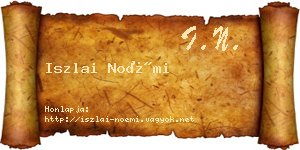 Iszlai Noémi névjegykártya