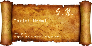 Iszlai Noémi névjegykártya
